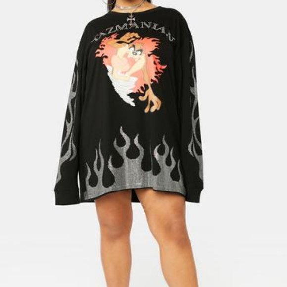 PLUS MAJOR LOONIE  CAT-TAZ-TROPHE RHINESTONE GRAPHIC TEE ( BRAND NEW !!! ) - Picture 4 of 5